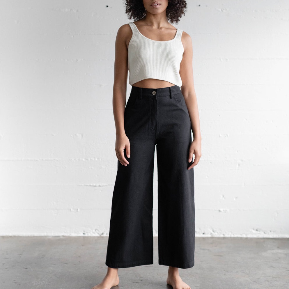 First Rite, Size Small High Waist Wide Leg Navy Blue Trousers, Lightly Worn